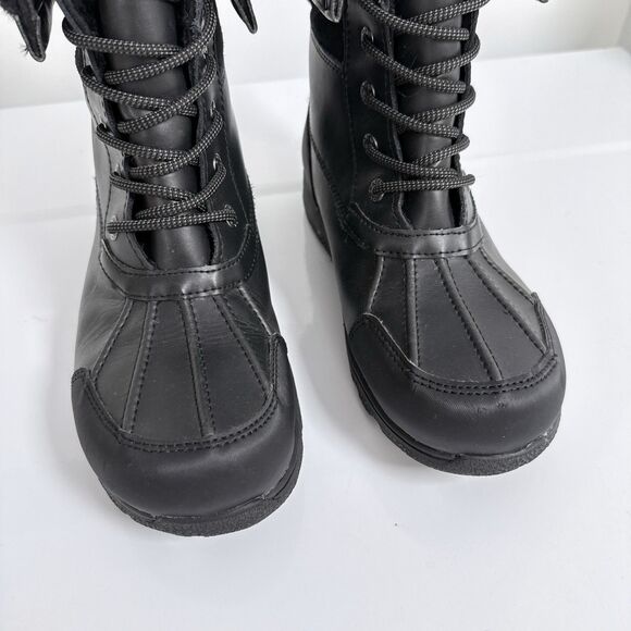 UGG Boots Kids Size 6 Black Leather Butte II CWR Waterproof Snow Water Winter - Picture 5 of 9